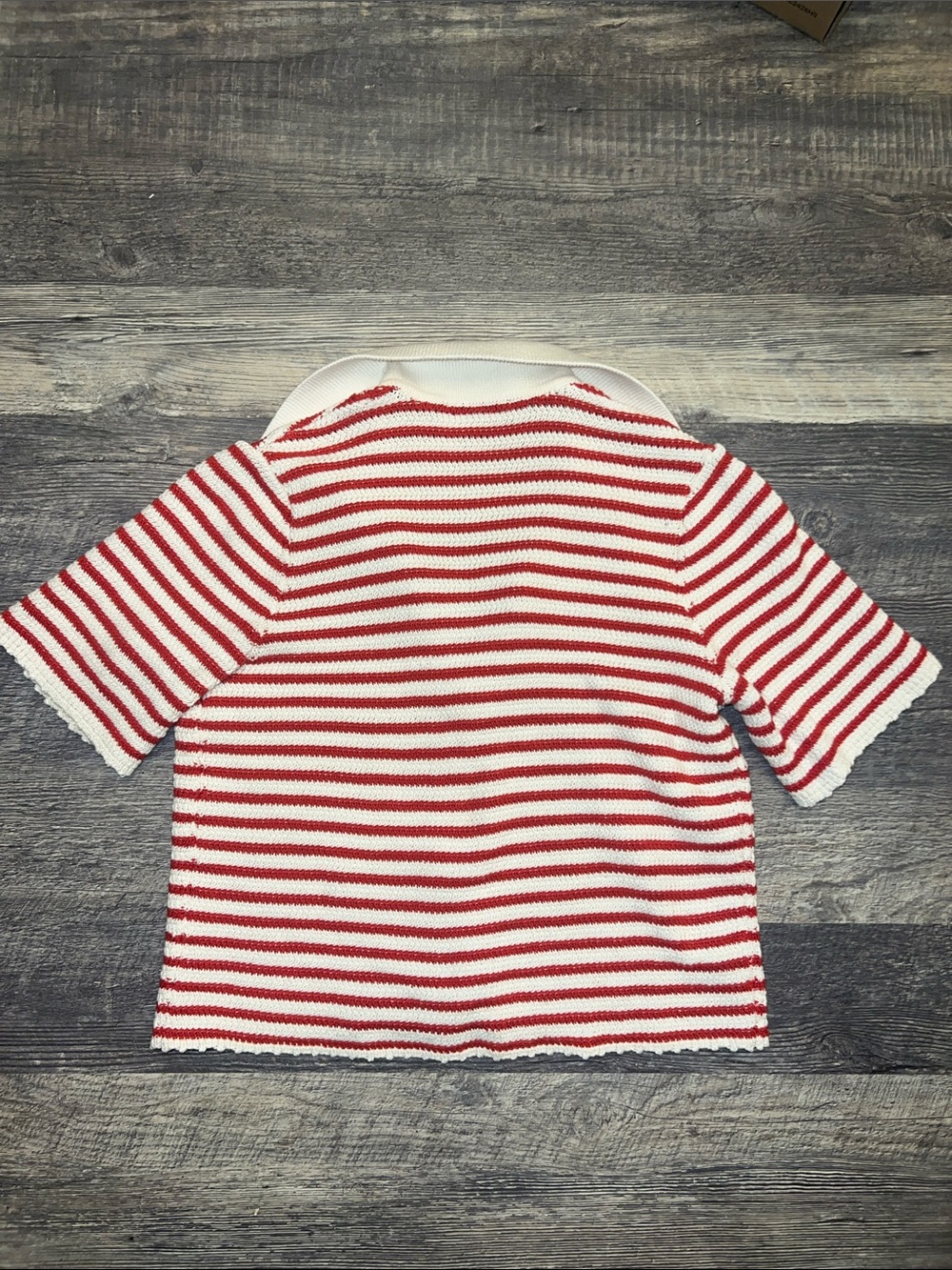 Abercrombie & Fitch 100% Cotton Red and Cream Striped Short-Sleeve Cardigan - Picture 5 of 5